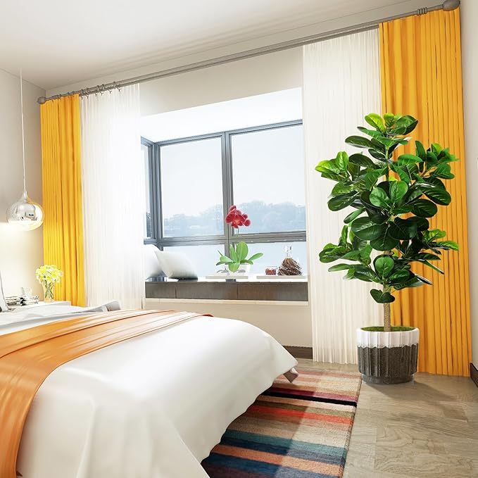 5ft Artificial Fiddle Leaf Fig Tree (60in) with Plastic Nursery Pot Faux Tree, Ficus Lyrata Fake Plant for Office House Farmhouse Living Room Home Decor (Indoor/Outdoor)-Ruum Studio Home