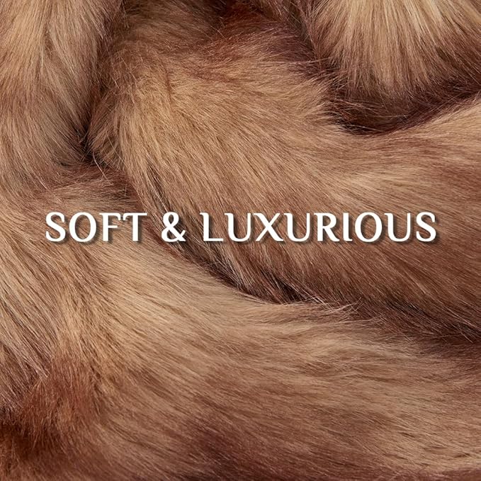 Fluffy Faux Fur Throw Blanket – Super Soft Warm Thick Plush Blanket for Bed, Couch & Office, Cozy Fuzzy Throw with Flannel Backing,108"x90", Brown-Ruum Studio Home