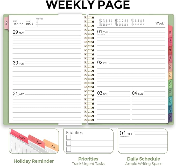 Planner 2026, 8.5" x 11" Monthly & Weekly Planner with Tabs, JAN - DEC 2026, Goal Setting & Time Management Organizer for Professionals & Students-Ruum Studio Home