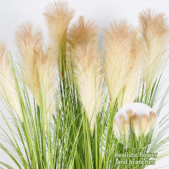 Melorca&Guilla Artificial Plants 4PCS 33.5“Fake Plant Tall Onion Fake Grass,Faux Grass Plants Artificial Grass Greenery Shrubs Bushes for Garden Shop Office Home Décor-Ruum Studio Home