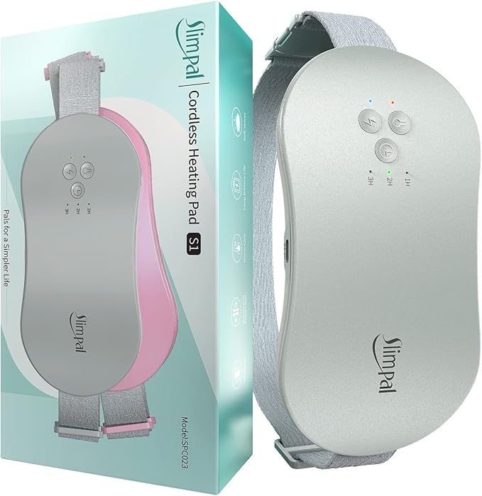 Slimpal Period Heating Pad for Cramps, FSA HSA Eligible, Portable Heat Pad for Menstrual Cramp Relief, Electric Cordless Heating Belt, 3 Timer Auto Off, Gifts for Women Girl, Light Grey-Ruum Studio Home