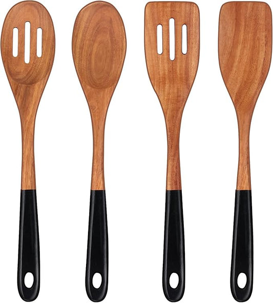 14 Inch Large Wooden Spoons for Cooking Utensils Set Acacia Wood Spatula Slotted Spoon Best Non Toxic Kitchen Utensil Long Mixing Spoon Spatulas Turner Stirring Serving Spoons Kitchen Use Tools-Ruum Studio Home