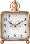 Vintage Gold Table Clock on Stand, Desk and Shelf Decor Clock, French Rustic Style Non-Ticking Mantel Clocks for Farmhouse, Living Room, Bedroom, Bedside, Gift (8.5" H x 5.5" W)-Ruum Studio Home