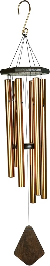 Nature’s Melody Premiere Grande Tunes Wind Chimes – Outdoor Windchime with 6 Tubes Tuned to E Pentatonic Scale, Rustproof Aluminum, Beech Wood & S Hook Hanger for Sympathy, Memorial Gift or Zen Garden-Ruum Studio Home