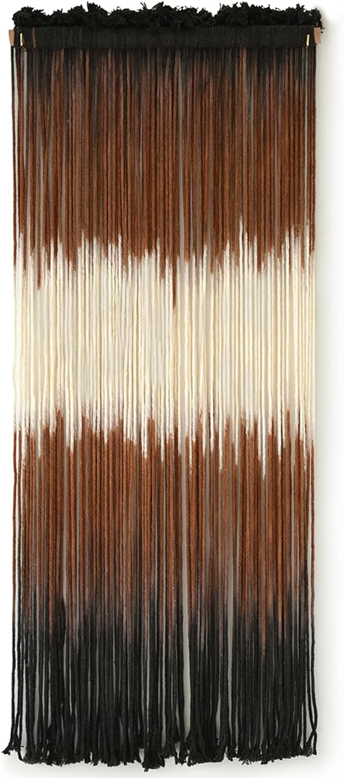 Macrame Wall Hanging Brown Boho Hand Woven Tassel Yarn Tapestry Wall Art for Living Room Bedroom Fiber Art 15''W*43''L-Ruum Studio Home