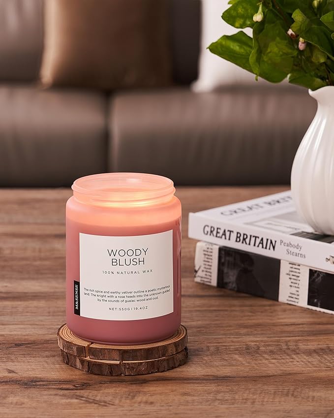 M&SENSE Rose Oud Wood Soy Candles 2 Wick, Large Scented Candles 19.4oz 110 Hour Long Lasting Burn Non Toxic Natural Luxury Aromatherapy Gifts for Women & Relaxing Spa Yoga-Ruum Studio Home