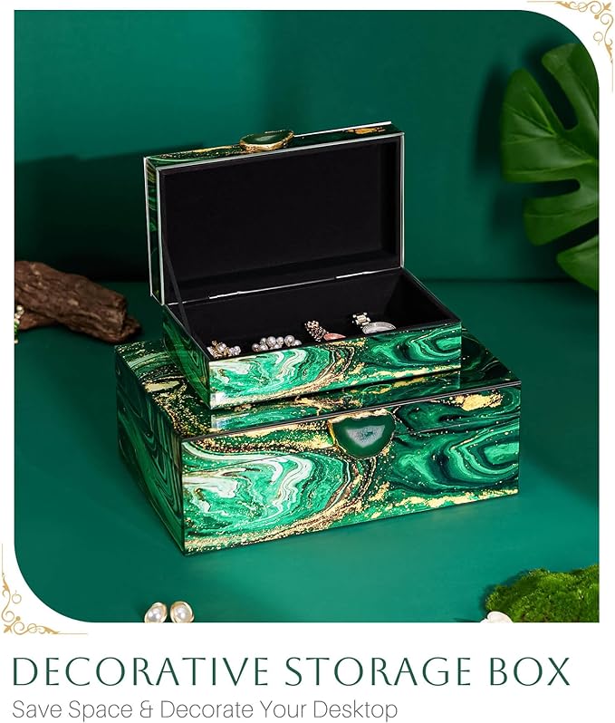 Homde Glass Decorative Storage Box: Set of 2 Boxes for Home Decor - Large Organizer with Lids for Decorations-Ruum Studio Home