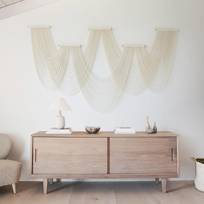 IOWER Macrame Wall Hanging Large Wall Home Decor Modern Fiber Wall Art Geometric Decoration Headboard Living Room Bedroom Backdrop-Ruum Studio Home