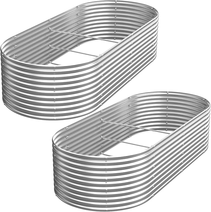 2 Pack Tall Galvanized Raised Garden Bed Outdoor,Metal Garden Bed for Vegetables,Steel Raised Beds for Gardening,Above Ground Garden Box for Flower-37x20 inch-4MV-Ruum Studio Home