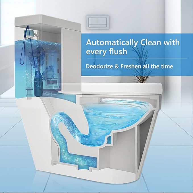 Toilet Bowl Cleaner Bottle, Automatic Toilet Bowl Cleaner Tablets in Bottle, Easy to Use, Long-Lasting Effect Toilet Cleaners Drop in Tank, Blue, 4 Bottles-Ruum Studio Home