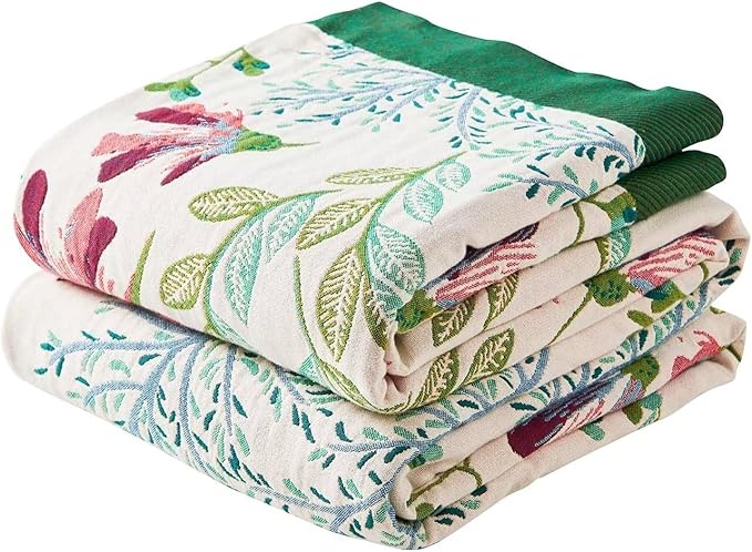Boho Throw Blanket for Bed, 100% Cotton Soft Rustic Quilt Fall Blanket, 80" 90" Floral Printed Farmhouse Decor Bed Blankets, All Season Rustic Reversible Bohemian Throw Quilt-Ruum Studio Home