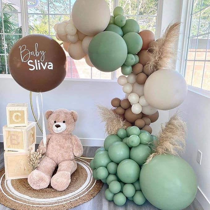130pcs Sage Green Balloons Different Sizes 18" 12" 10" 5" Olive Green Balloons for Birthday Graduation Baby Shower Wedding Anniversary New Year Party Decorations-Ruum Studio Home