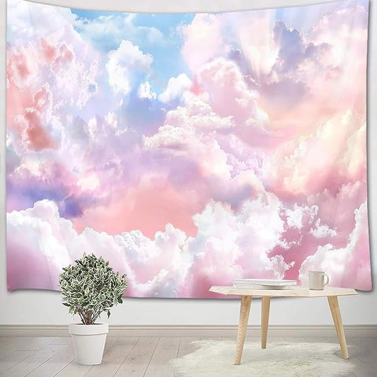 HVEST Pink Cloud Tapestry Colorful Abstract Clouds Natural Landscape Tapestries Wall Hanging for Bedroom Living Room Teen Dorm Indie Decor Poster Blanket,60x40 Inches-Ruum Studio Home