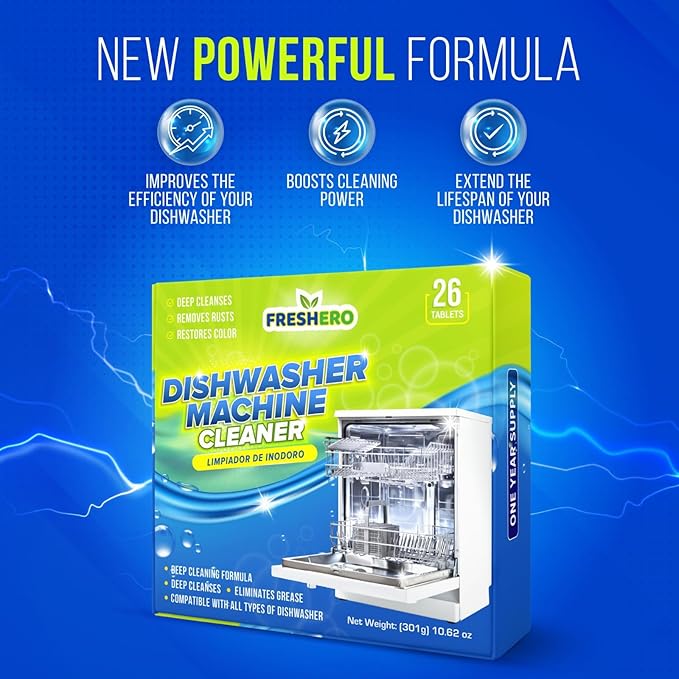 Washing Machine & Dishwasher Cleaner Tablets, 50 Count, Unscented, Compatible with Front/Top Loader & HE Washers, Removes Residue, Stains, Grime & Limescale, 12-Month Supply-Ruum Studio Home
