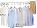 Wall Mounted Clothes Drying Rack, Laundry Drying Rack Wall Mount, 3-Fold Drying Rack Clothing, Foldable Clothes Drying Rack with 12 Dual Hooks Organization for Laundry Room Indoor - White-Ruum Studio Home