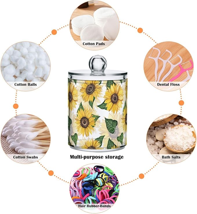 Sunflower 2PC Airtight Transparent Plastic Storage Jar, Food Storage Container Glass, Can Store Candy, Salt, Coffee Beans, With lid, Easy To Use-Ruum Studio Home