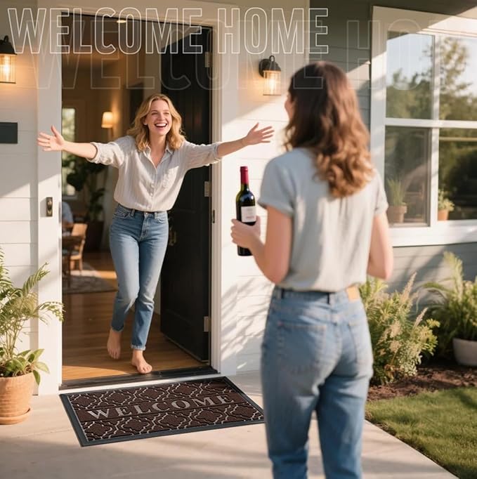 Yimobra Fall Door Mat Outdoor Indoor 29.5x17, All-Weather Waterproof Front Door Mat Outside Entrance, Non-Slip Low Profile Porch Patio Doormat, Brown-Ruum Studio Home