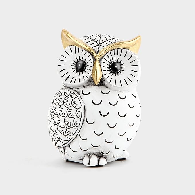 Owl Statue for Home Decor Accents,Owl Decor for Bookshelf Bedroom Living Room Office Table Desk Mantle TV Stand Boho Decoration,Modern Shelf Decor Accents Animal Sculptures for Birds Lovers,Owls Gift-Ruum Studio Home