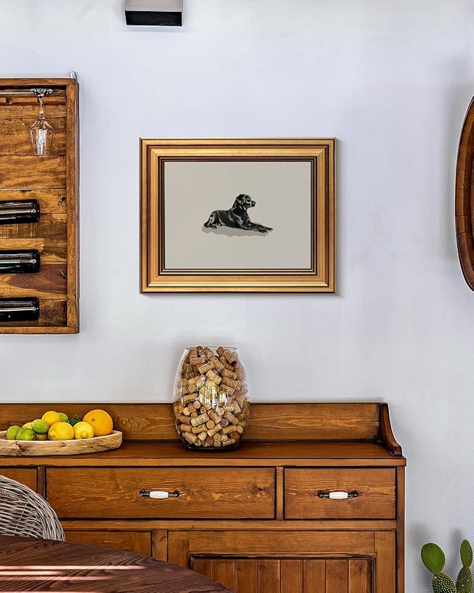 HUARCEY Gold Framed Vintage Wall Art Black Dog Wall Decor Minimalist Animal Art Pictures Room Decor Dog Lovers Gifts Modern Canvas Prints Shelf Artwork for Bedroom Bathroom Living Room 8x10in-Ruum Studio Home