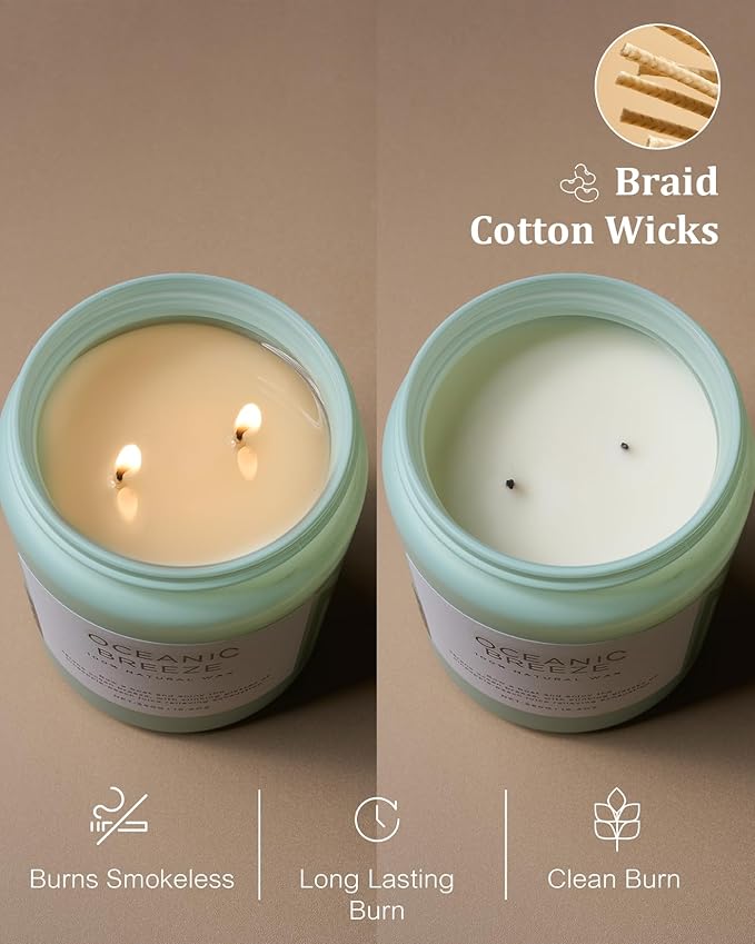 M&SENSE Candle Oceanic Breeze Scented, 19.4oz 110 Hour Long Lasting 2 Wick Pineapple & Mango Scent Natural Soy Candles for Home Scented for Stress Relief & Women/Men-Ruum Studio Home