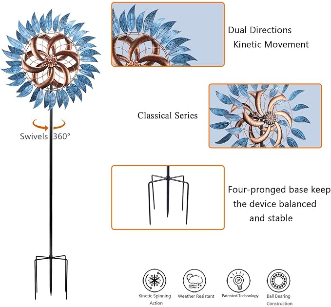 Wind Spinner Large Wind Mill Metal Outdoor Indoor Large Two-Way Wind Sculptures for Garden Patio Yard Decor-Ruum Studio Home