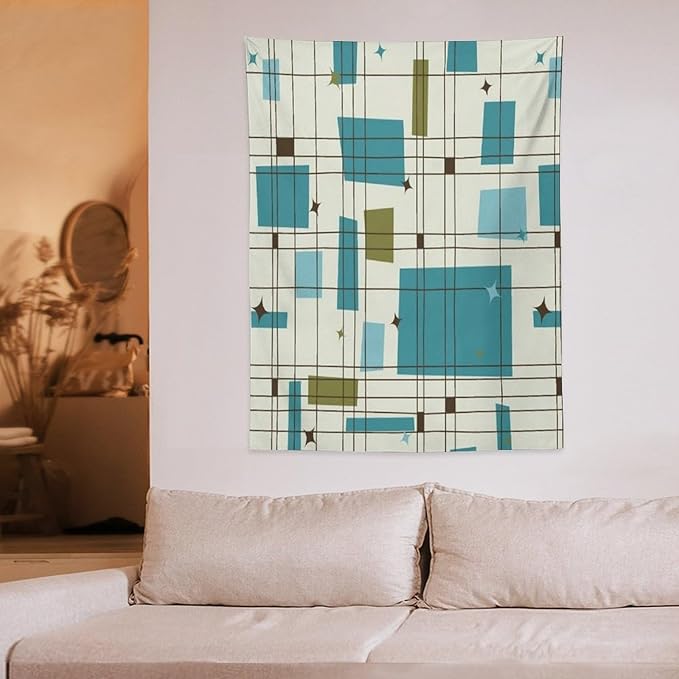 ICMOLYYENLO Boho Medieval Cat Tapestry, Abstract Atomic Starburst Geometric Aesthetic Art Wall Hanging For Bedroom Living Room Dormitory 60x60 Inches-Ruum Studio Home