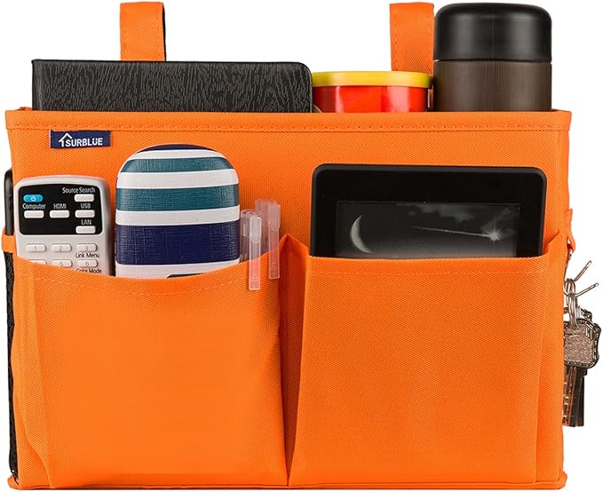 Surblue Caddy Hanging Organizer Bedside Storage Bag for Bunk and Hospital Beds, Orange, Small-Ruum Studio Home