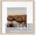 Haus and Hues Solid Oak 12”x12” Picture Frame Matted to 8”x8” - 12x12 Wood Frame, 12x12 Frame with Mat, 12x12 Frame Wood, 12 by 12 Square Frame with Mat, Modern 12 x 12 Picture Frame (Beige Oak Frame)-Ruum Studio Home