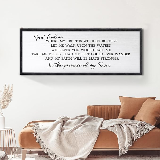 Spirit Lead Me Wall Art Decor 24×10 Inch Christian Scripture Office Inspirational Lyrics Ready to Hang Wooden Framed Sign (Black)-Ruum Studio Home