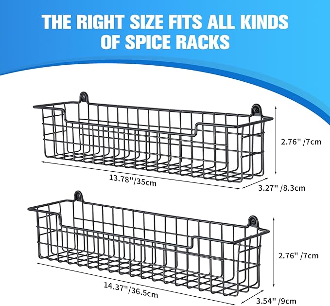 Spice Rack Organizer Wall Mount, Spice Organization Storage Shelf for Cabinet Door, 2 Packs Wall Spice Rack Saving Space for Kitchen, Black-Ruum Studio Home
