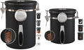 Veken Coffee Canister with Window, Airtight Stainless Steel Kitchen Food Storage Container with Date Tracker and Scoop for Grounds Coffee, Beans, Tea, Flour, Cereal, Sugar, 22&16OZ,Black-Ruum Studio Home