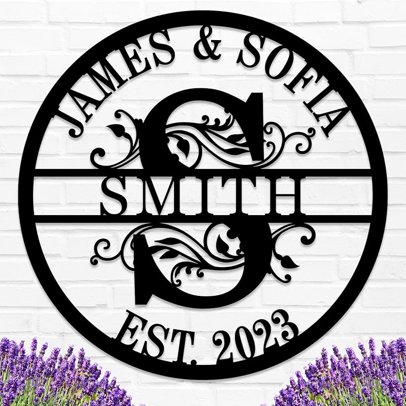 Custom Name Sign Initial Split Letter Monogram Sign Wedding Housewarming Gift-Ruum Studio Home