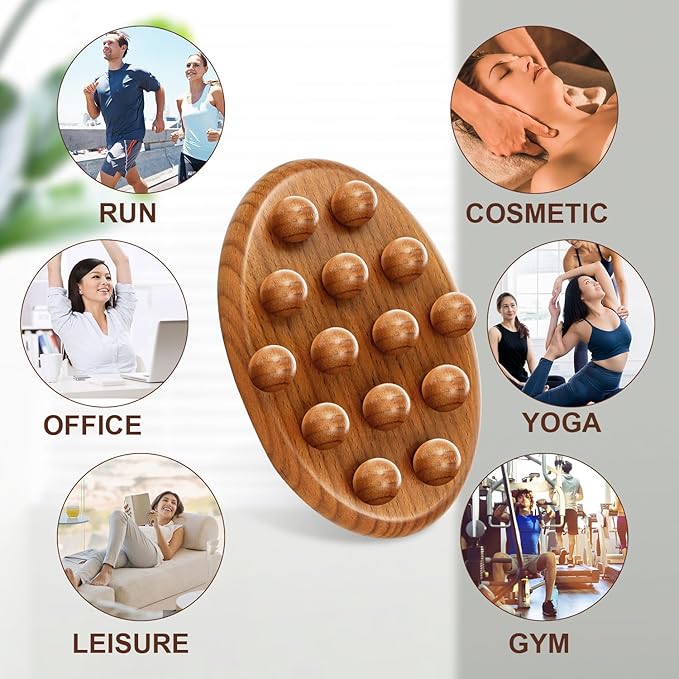Wood Therapy Fascia Release Massage Tools, Manual Trigger Point Lymphatic Drainage Cellulite Massager, Wooden Massage Brush Gua Sha Body Sculpting Tool, Pain Relief and Body Shaping-Ruum Studio Home