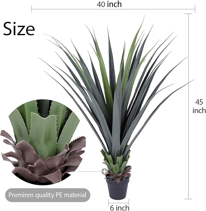 44inch Artificial Agave Plant Potted Plants Fake Agave Plant for Home Office Garden Indoor Outdoor Decoration (1PACK)-Ruum Studio Home