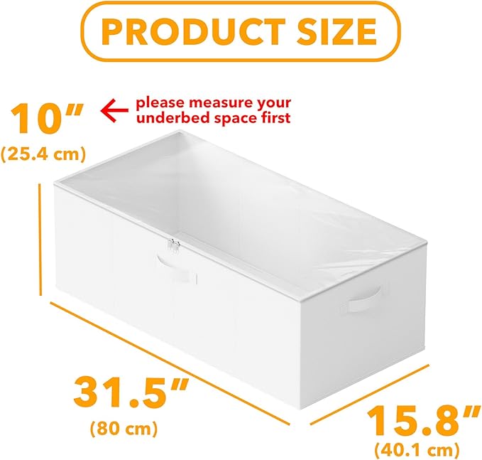 SpaceAid 4 Pack 10" High Under Bed Storage Containers, Large Underbed Storage Organizer Bins with Lids for Bedroom, Dorm, Clothes, Closet Organization, Bed Sheets and Blankets (White)-Ruum Studio Home