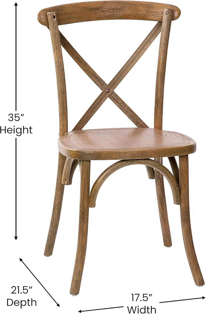 EMMA + OLIVER Hand Scraped Dark Natural X-Back Chair-Ruum Studio Home
