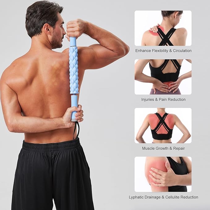 Muscle Roller,EVA Material, Massage Roller Stick for Athletes and Office Workers, Relieves Muscle Tension and Pain(EVA Blue)-Ruum Studio Home