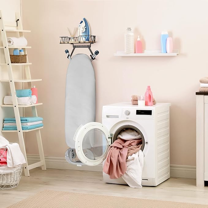 TJ.MOREE Ironing Board Holder Wall Mount - Laundry Room Iron and Ironing Board Hanger Laundry Room Decor Organization and Storage (T&V Shaped)-Ruum Studio Home