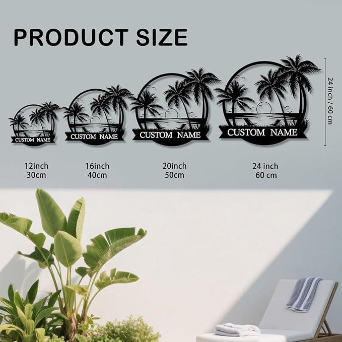 Custom Metal Beach Wall Art Sign - Personalized Size Outdoor/Indoor, Surfboard Decor, Lake House & Coastal Home Decor, Summer Gift - MADE IN USA-Ruum Studio Home