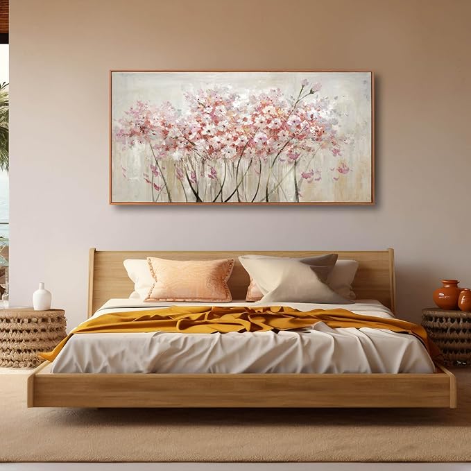 Pink Large Framed Canvas Wall Art Botanical Photo Canvas 29"x58" Artwork for Living Room Kitchen Women Room Decor for Bedroom-Ruum Studio Home