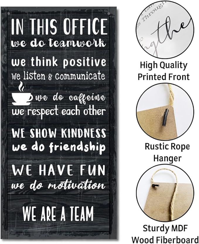 We Are A Team Office Signs Decor, In This Office Sign, Hanging Wood Sign Office Décor, Motivational Quotes Wall Décor, Office Wall Art, Human Resources Office Wall Décor, Team Gift, Gift for Leader A1-Ruum Studio Home