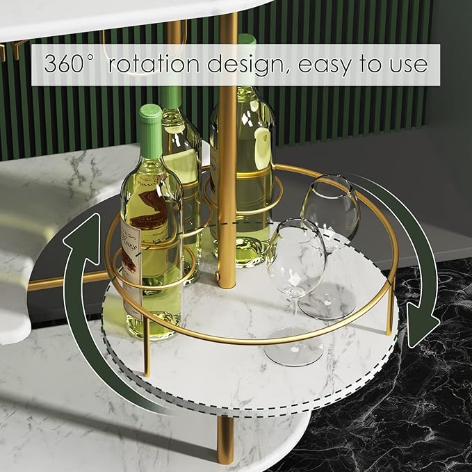 Gold Bar Carts with 4-Tier Storage Shelves, Mobile Bar Serving Cart with Wine Rack and Glass Holder, for The Home, Kitchen, Living Room, Dining Room-Ruum Studio Home