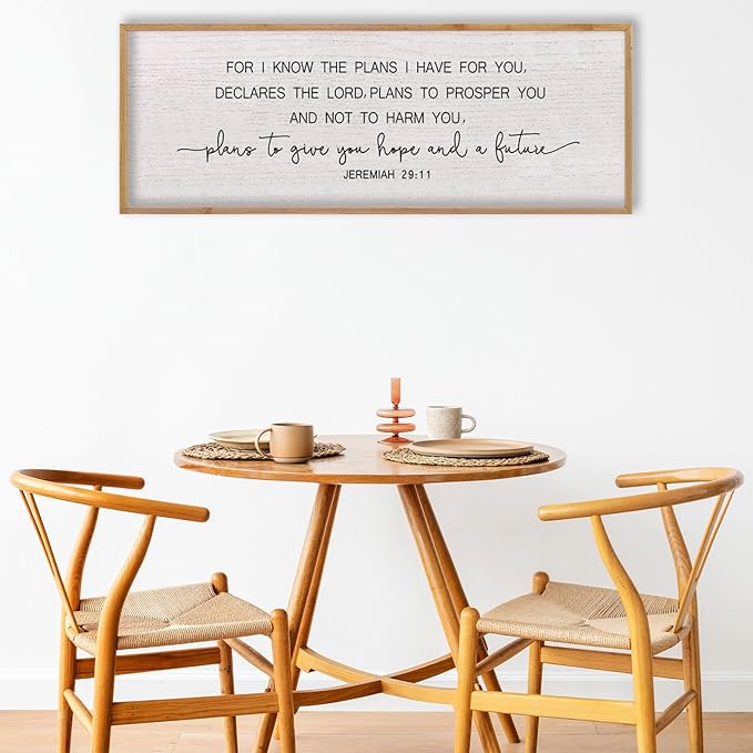 LuZhiQiang Bible Verse Jeremiah 29:11 Wall Art 40"x15" Large Scripture Christian Blessing Decor Plans To Give You Hope And A Future Sign (Wood)-Ruum Studio Home