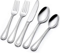 60-Piece Silverware Set for 12, Stainless Steel Flatware, Mirror Polished Cutlery Set, Utensils Include Spoons, Forks, Knives for Home, Restaurant, Beaded Handle, Dishwasher Safe-Ruum Studio Home