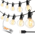 LED Outdoor String Lights, 150FT 75+2 Shatterproof Bulbs Outdoor Patio Lights, IP65 Waterproof Connectable Hanging Outside Light for Backyard, Porch, Deck, Balcony, 2200K-Ruum Studio Home