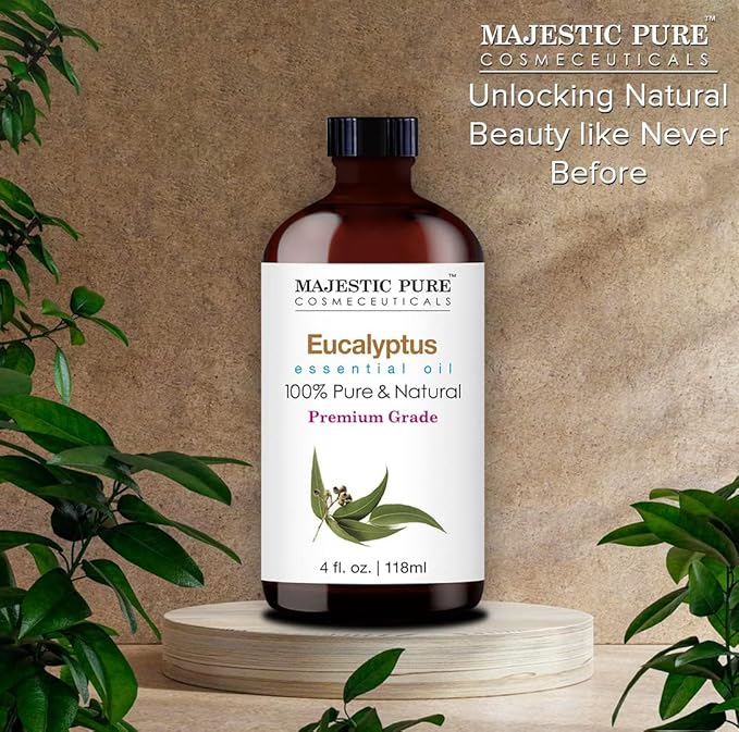 Majestic Pure Eucalyptus Essential Oil with Glass Dropper - 4 Fl Oz Pack of 2-100% Pure and Natural Eucalyptus Oil - Premium Grade Essential Oils for Diffuser, Aromatherapy, Soap and Candle Making-Ruum Studio Home