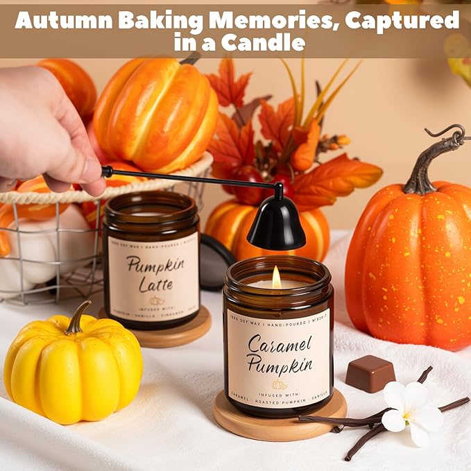 Auelife Fall Candle, Caramel Pumpkin Scented Candle – Fall Soy Candles for Home, Cozy Autumn Aromatherapy Candles, Sweet Pumpkin & Caramel Fragrance | Gift for Women, Home Décor-Ruum Studio Home