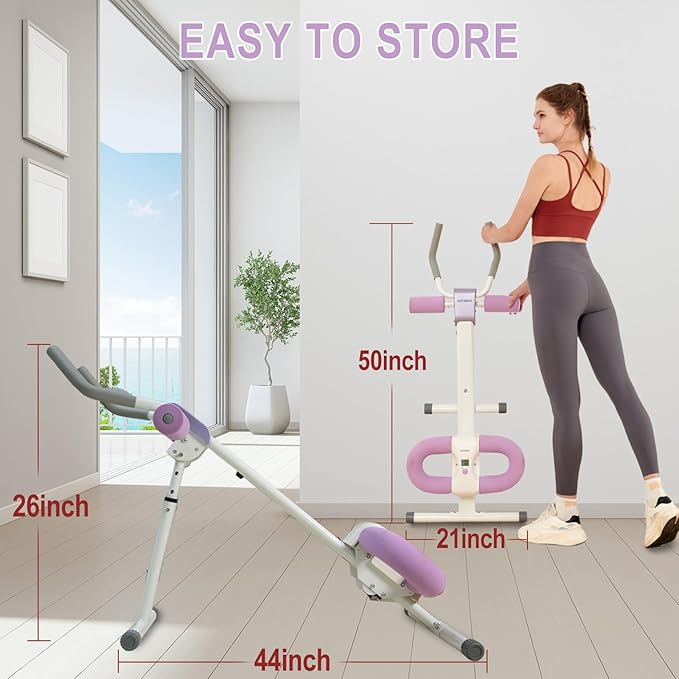 Ab Workout Equipment Abdominal Trainer, Adjustable Ab Machine at Home Gym, Foldable Abdominal Exercise Machine, Core & Ab Trainer Machine for Stomach Workout with LCD Monitor-Ruum Studio Home