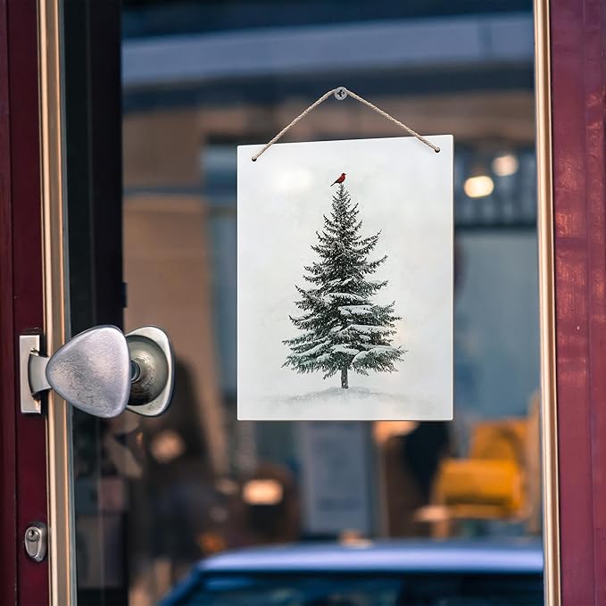 DUXMNAMG Christmas Winter Tree Bird Hanging Wooden Signs 10x8, Christmas Wall Decor, Vintage Home Room Office Hanging Wall Decor-Ruum Studio Home
