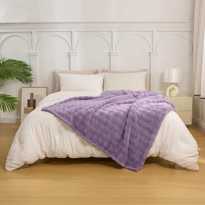 YUSOKI Luxury 3D Bubble Throw Blanket 2lb,All Ages,Home Decoration, (Lilac Purple,50 * 60inches)-Ruum Studio Home